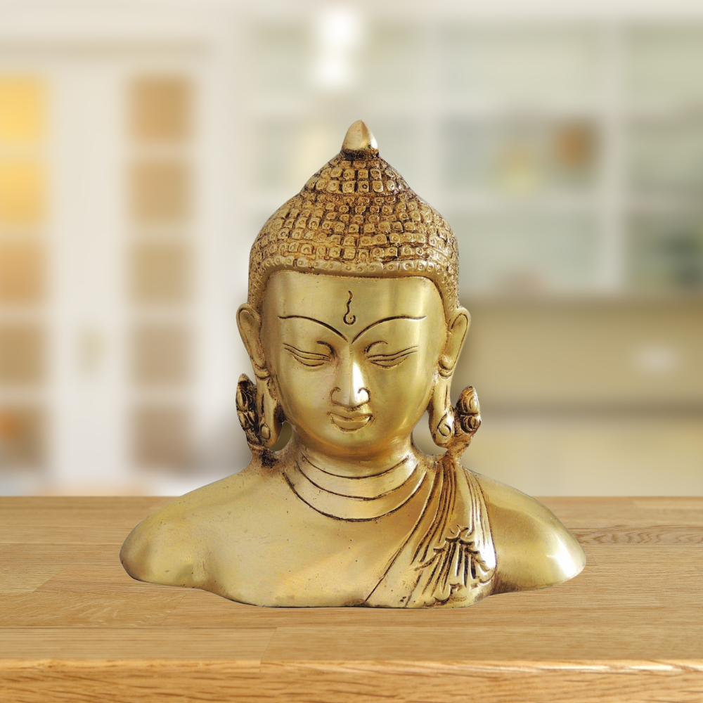 Brass Buddha Half Statue 1.31kg - PUSHMYCART