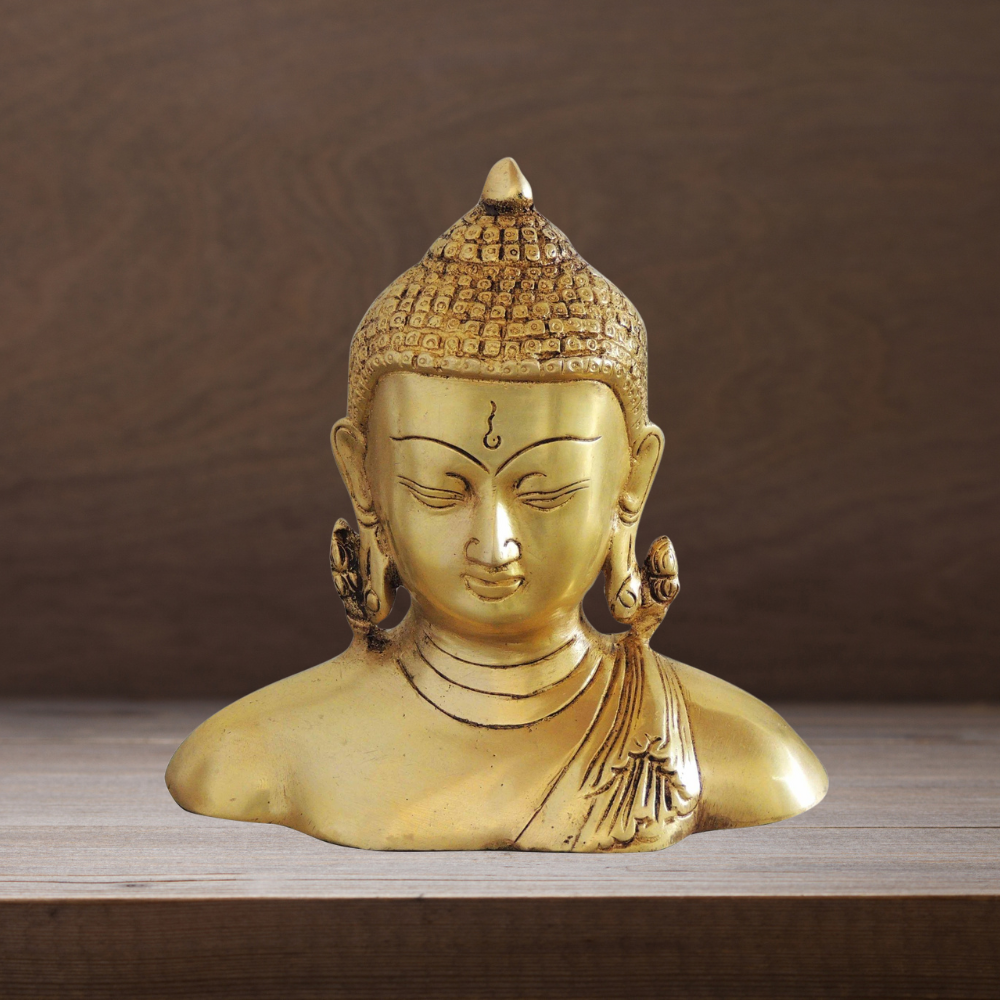 Brass Buddha Half Statue 1.31kg - PUSHMYCART