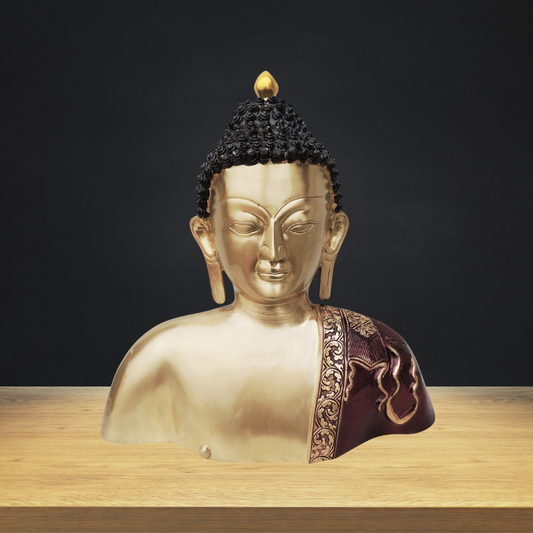 Brass Buddha Head And Chest Statue 9.62Kg - PUSHMYCART