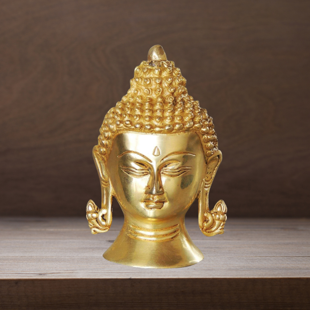 Brass Buddha Head Statue 1.065kg - PUSHMYCART