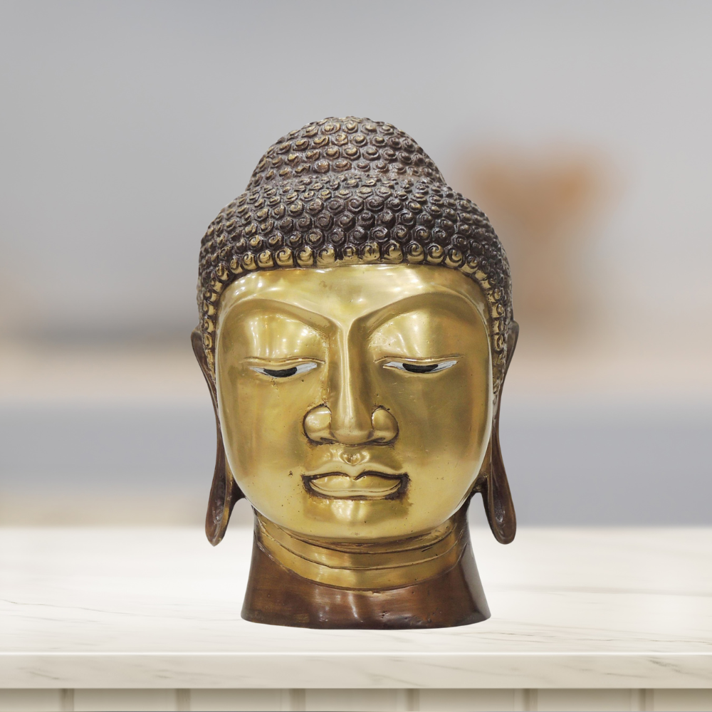 Brass Buddha Head Statue 4.57Kg - PUSHMYCART