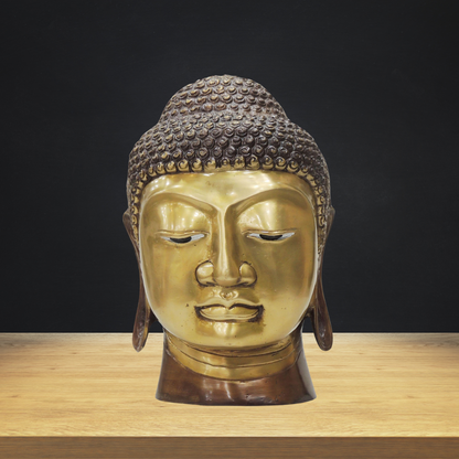 Brass Buddha Head Statue 4.57Kg - PUSHMYCART