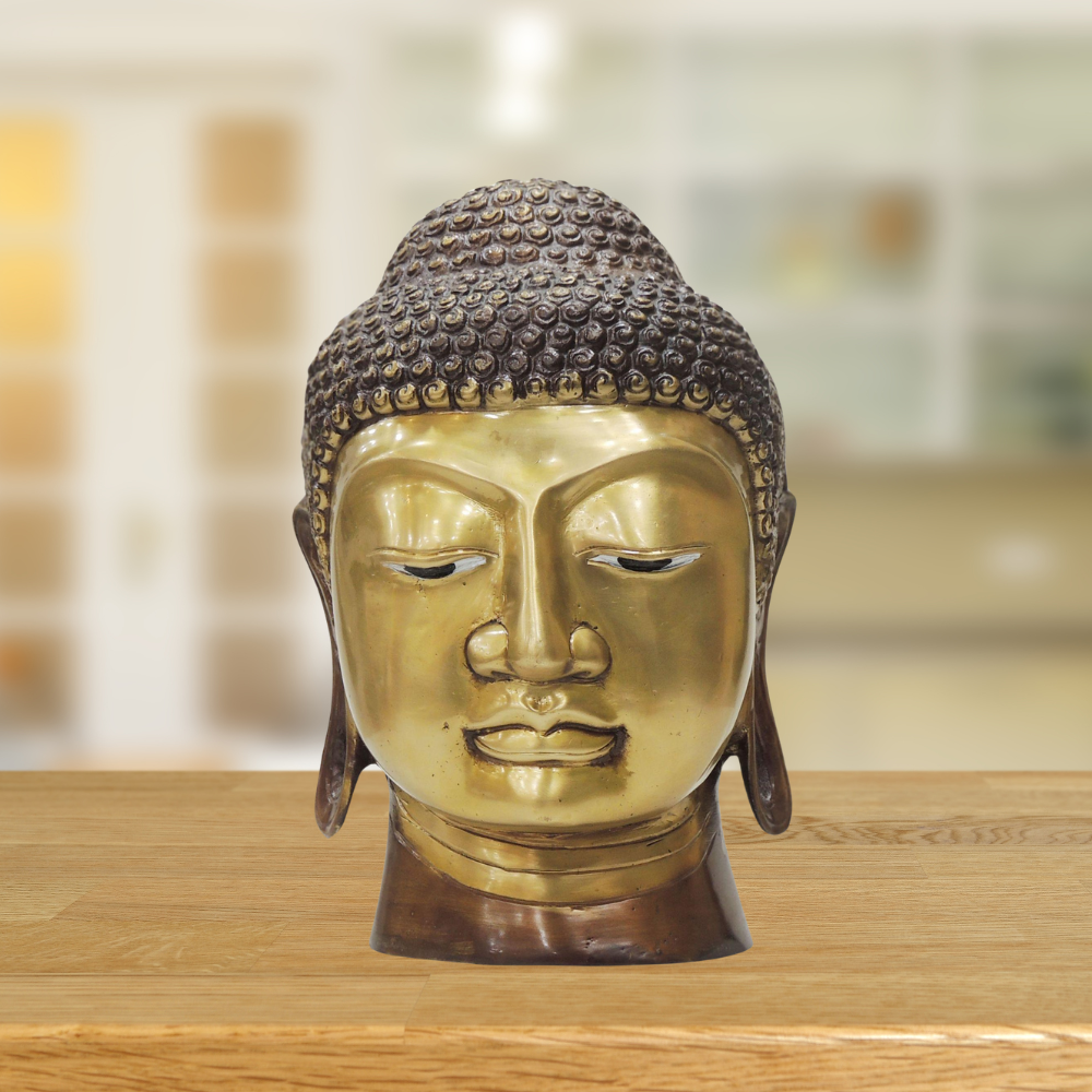 Brass Buddha Head Statue 4.57Kg - PUSHMYCART