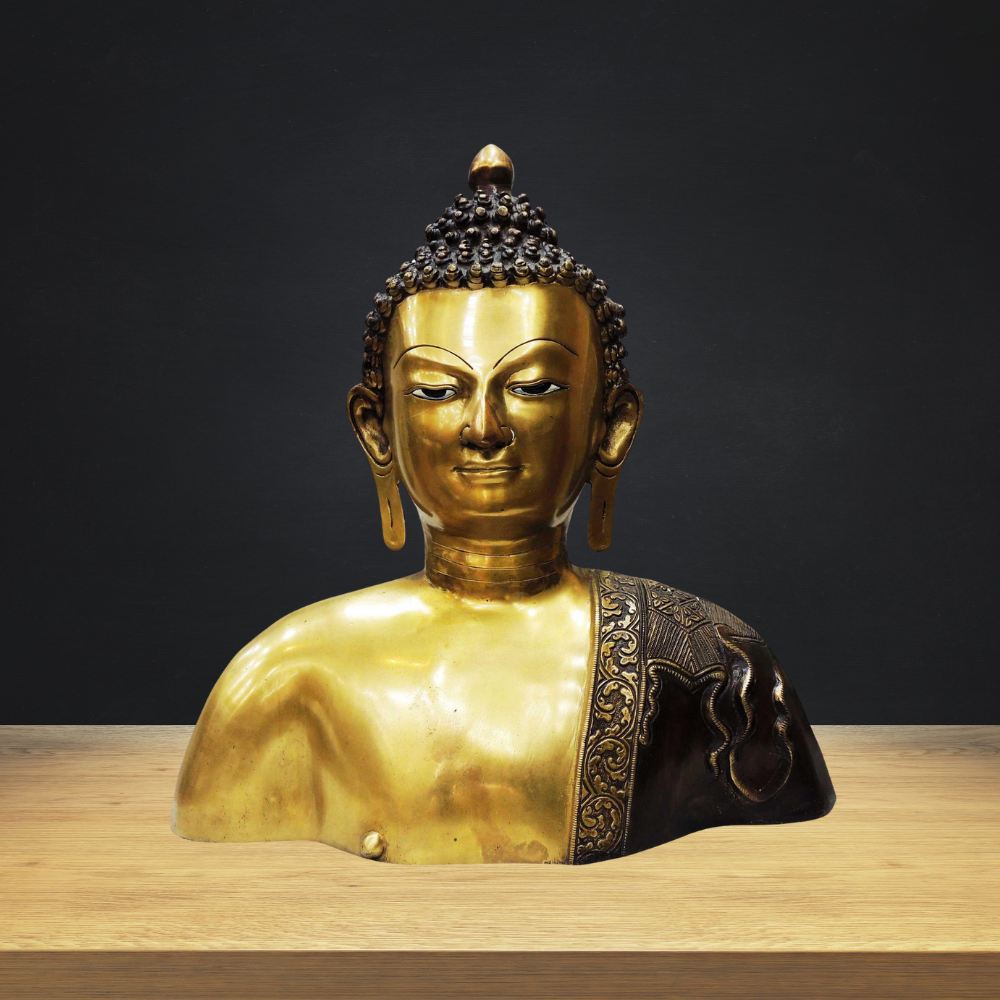 Brass Buddha Head Statue 9.42Kg - PUSHMYCART