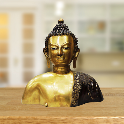 Brass Buddha Head Statue 9.42Kg - PUSHMYCART