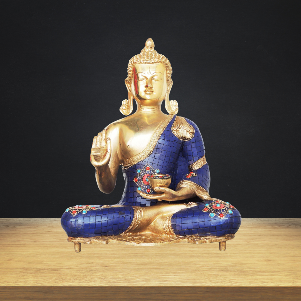 Brass Buddha With Lota 9.92Kg - PUSHMYCART