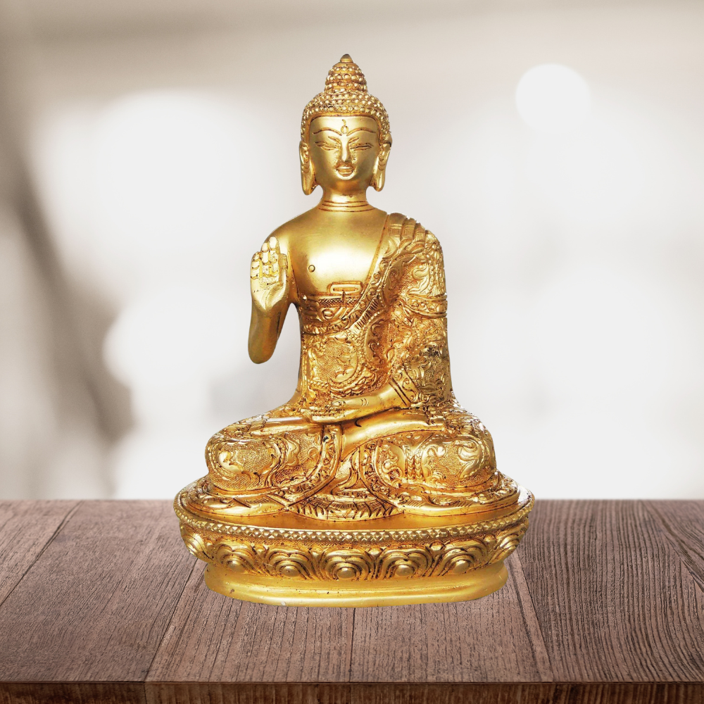 Brass Budha Statue With Super Fine Finish 1.36kg - PUSHMYCART