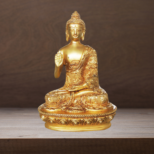 Brass Budha Statue With Super Fine Finish 1.36kg - PUSHMYCART