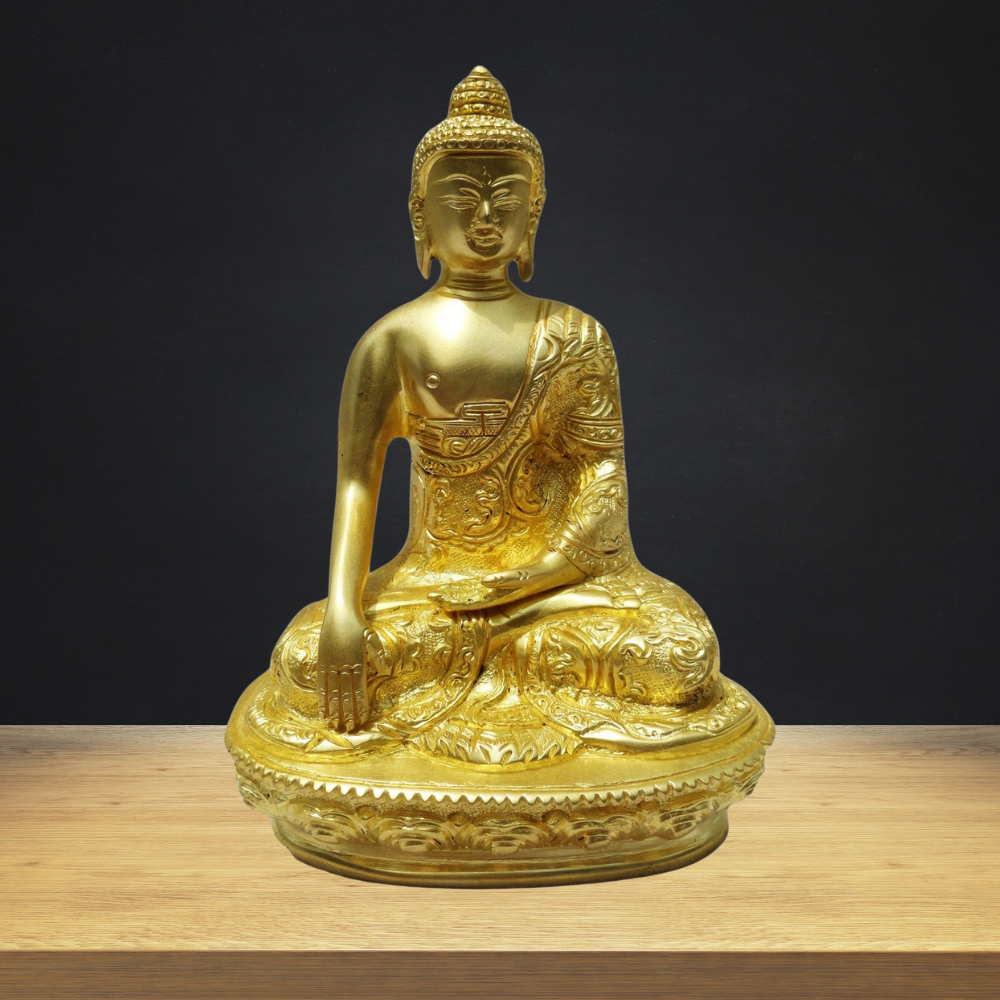 Brass Budha Statue With Super Fine Finish 1.3kg - PUSHMYCART