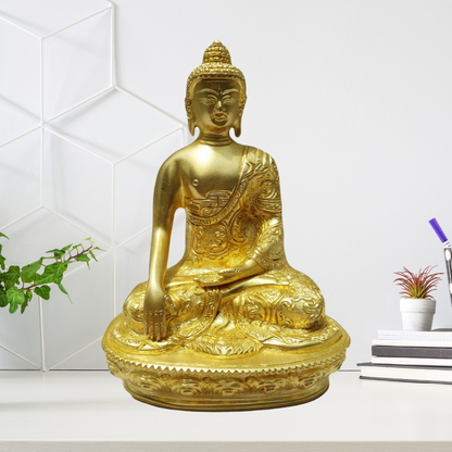 Brass Budha Statue With Super Fine Finish 1.3kg - PUSHMYCART