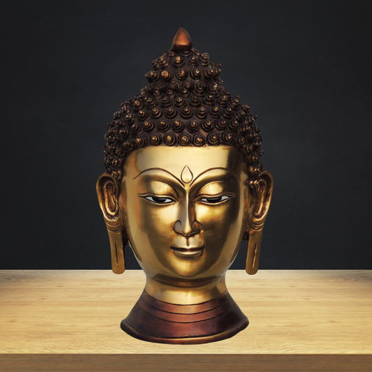 Brass Budha Head With Antique Finish 9.38Kg - PUSHMYCART