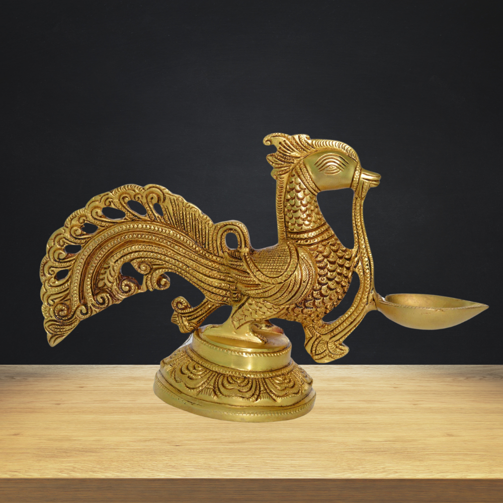 Brass Cock | Murga Oil Lamp Deepak 1.72kg - PUSHMYCART