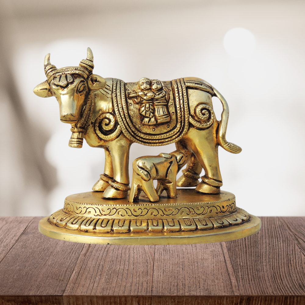 Brass Cow God Idol Statue 1.9Kg - PUSHMYCART