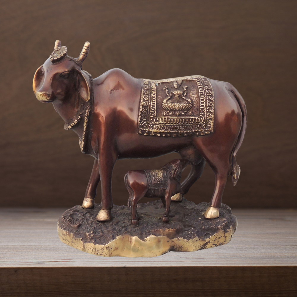 Brass Cow God Idol Statue 6.7Kg - PUSHMYCART