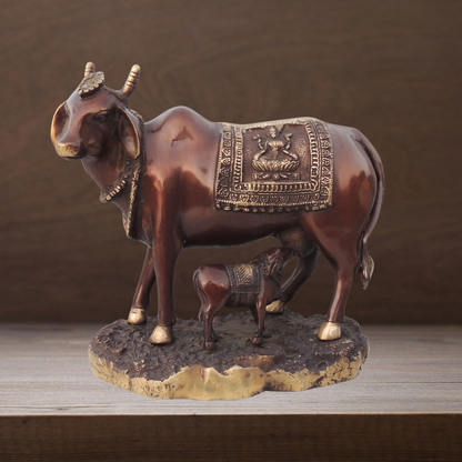 Brass Cow God Idol Statue 6.7Kg - PUSHMYCART