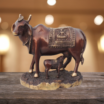Brass Cow God Idol Statue 6.7Kg - PUSHMYCART