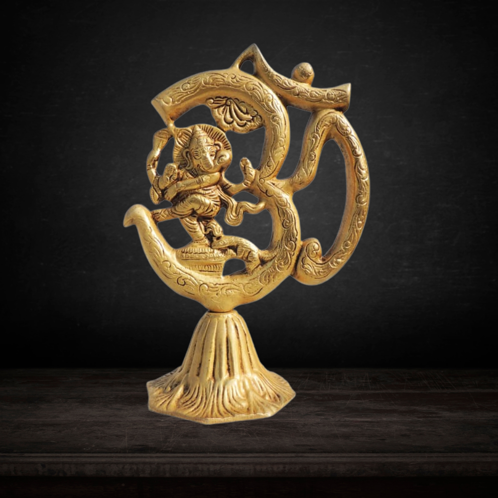 Brass Showpiece Om Ganesh Stand 1 Kg - PUSHMYCART