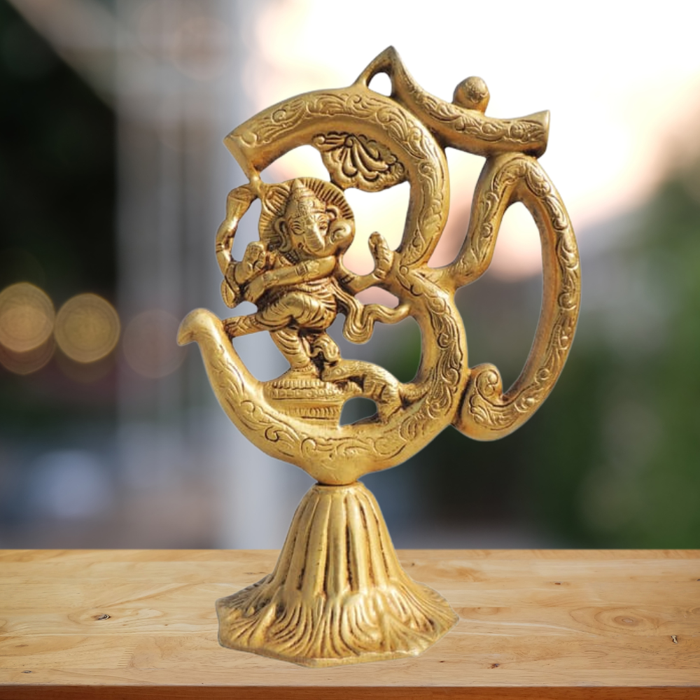 Brass Showpiece Om Ganesh Stand 1 Kg - PUSHMYCART