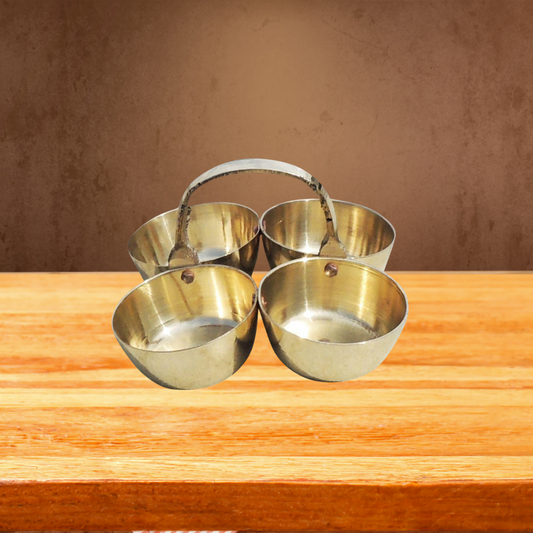 Brass Chokta Small 4 Bowl Combined 0.075kg - PUSHMYCART