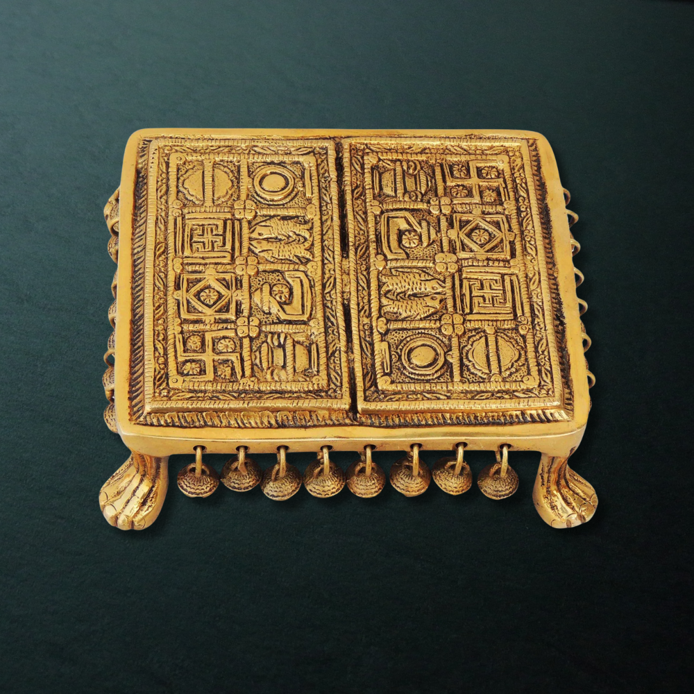 Brass Chowki For God Idol Statue 1.73Kg - PUSHMYCART
