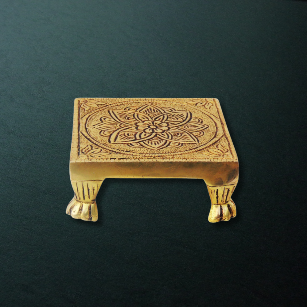 Brass Chowki For God Idols 0.68Kg - PUSHMYCART