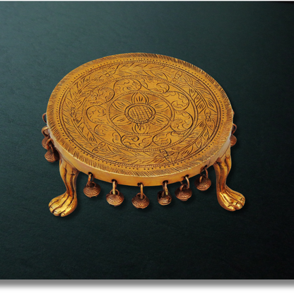Brass Chowki | Brass Stool For God Idol 1.42Kg - PUSHMYCART