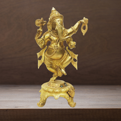 Brass Dancing Ganesh Sf 1.612Kg - PUSHMYCART