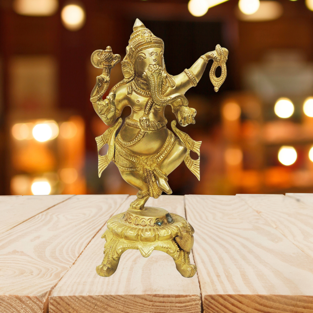 Brass Dancing Ganesh Sf 1.612Kg - PUSHMYCART
