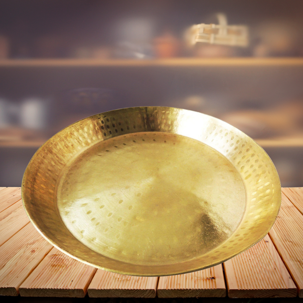 Brass Parat Gahari Deep Thali 1.46Kg - PUSHMYCART