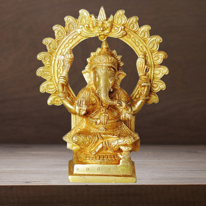 Brass Ganesh Ji God Idol Statue 1.655kg - PUSHMYCART