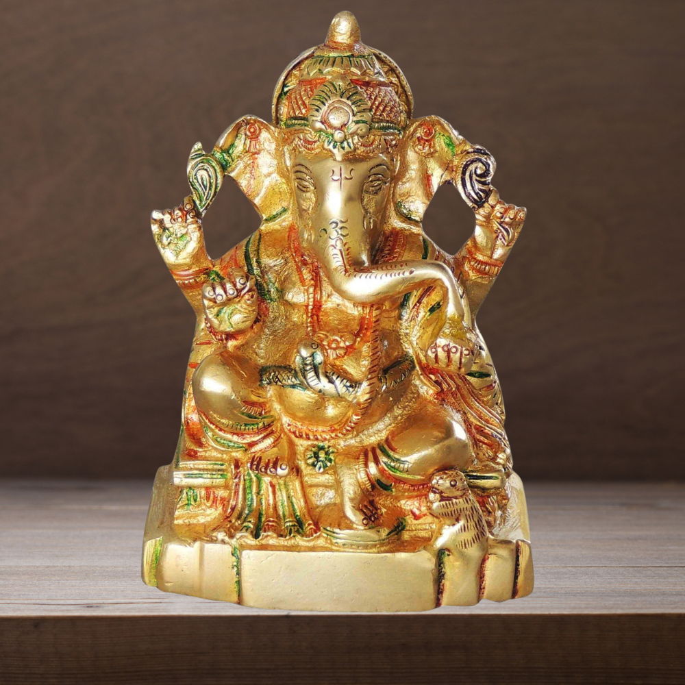 Brass Ganesh Colour 1.27kg - PUSHMYCART