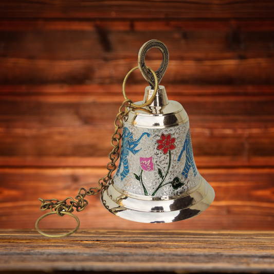 Brass Hanging Pooja Bell White Color 0.814Kg - PUSHMYCART