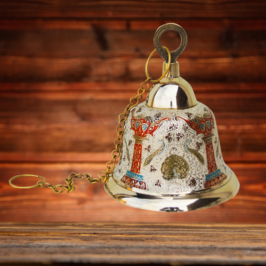 Brass Hanging Pooja Bell White Color 1.883Kg - PUSHMYCART