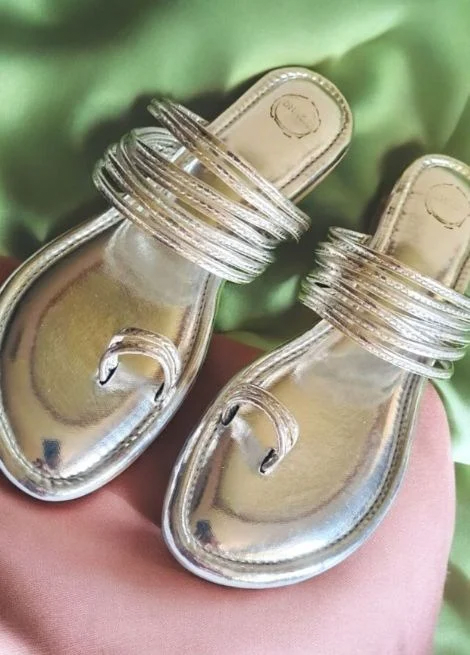 Dhaga Silver Kolhapuri Chappal for Women