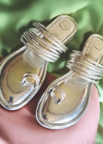 Dhaga Silver Kolhapuri Chappal for Women