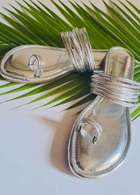 Dhaga Silver Kolhapuri Chappal for Women