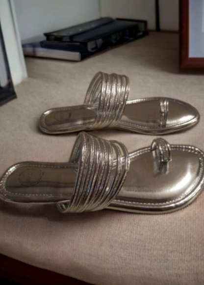 Dhaga Silver Kolhapuri Chappal for Women