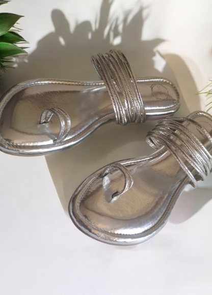 Dhaga Silver Kolhapuri Chappal for Women
