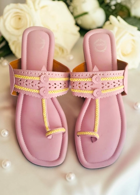 Dhaga Blush Bloom Purple Flat Kolhapuri for Women