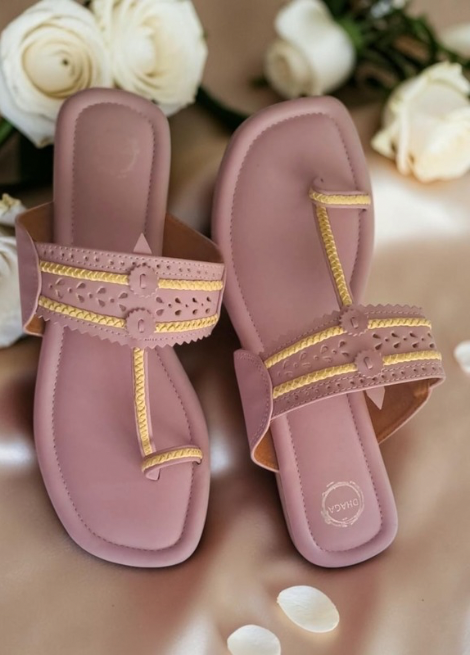 Dhaga Blush Bloom Purple Flat Kolhapuri for Women