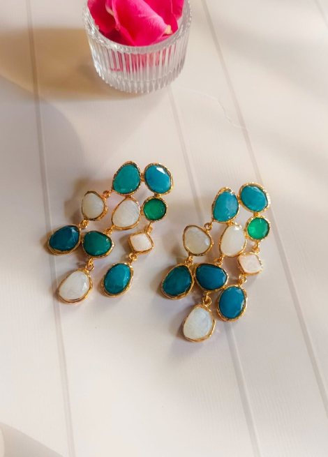 Dhaga Ocean Muse Light Weight Stone Drop Earrings