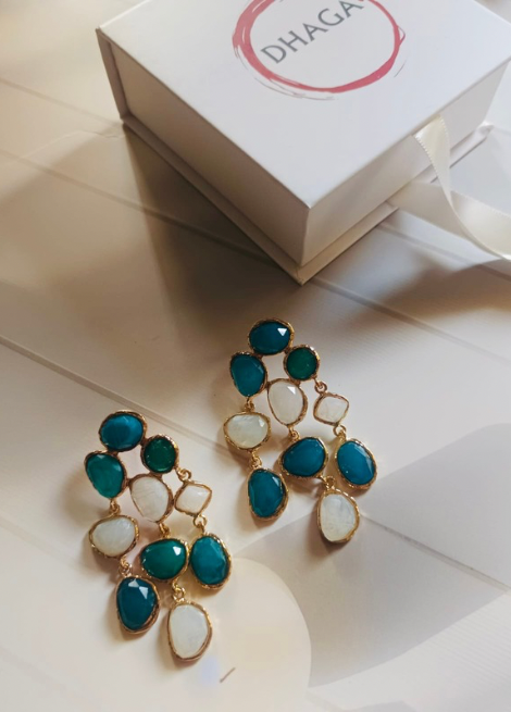 Dhaga Ocean Muse Light Weight Stone Drop Earrings