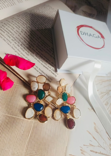 Dhaga Mystic Garden Multicolour Stone Earrings