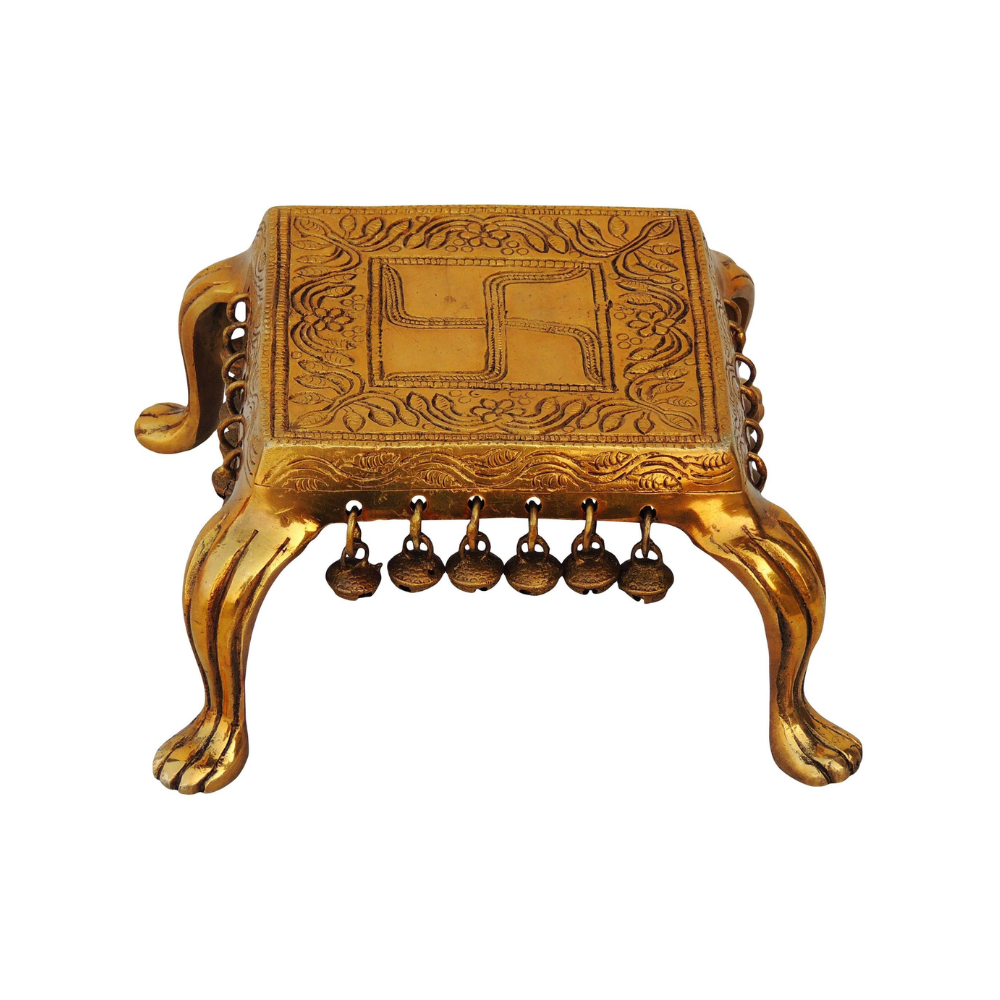 Brass Chowki For God Idol Statue 1.46Kg - PUSHMYCART