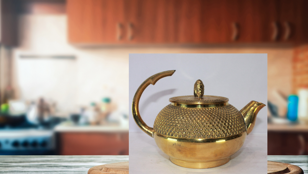 Brass Designer Tea Pot Ketali Kettle 934g - PUSHMYCART