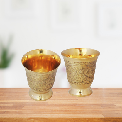 Pure Brass Glass 0.145Kg(Pack of 16) - PUSHMYCART