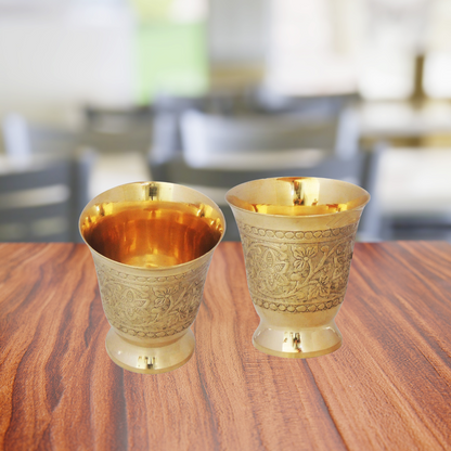 Pure Brass Glass 0.145Kg(Pack of 16) - PUSHMYCART