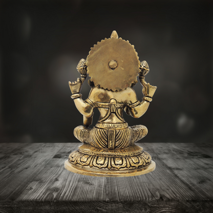 Brass Laxmi Ji Goddess Idol Statue 2.16kg - PUSHMYCART