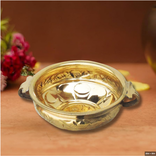 Brass Urli With Handwork 0.3Kg - PUSHMYCART