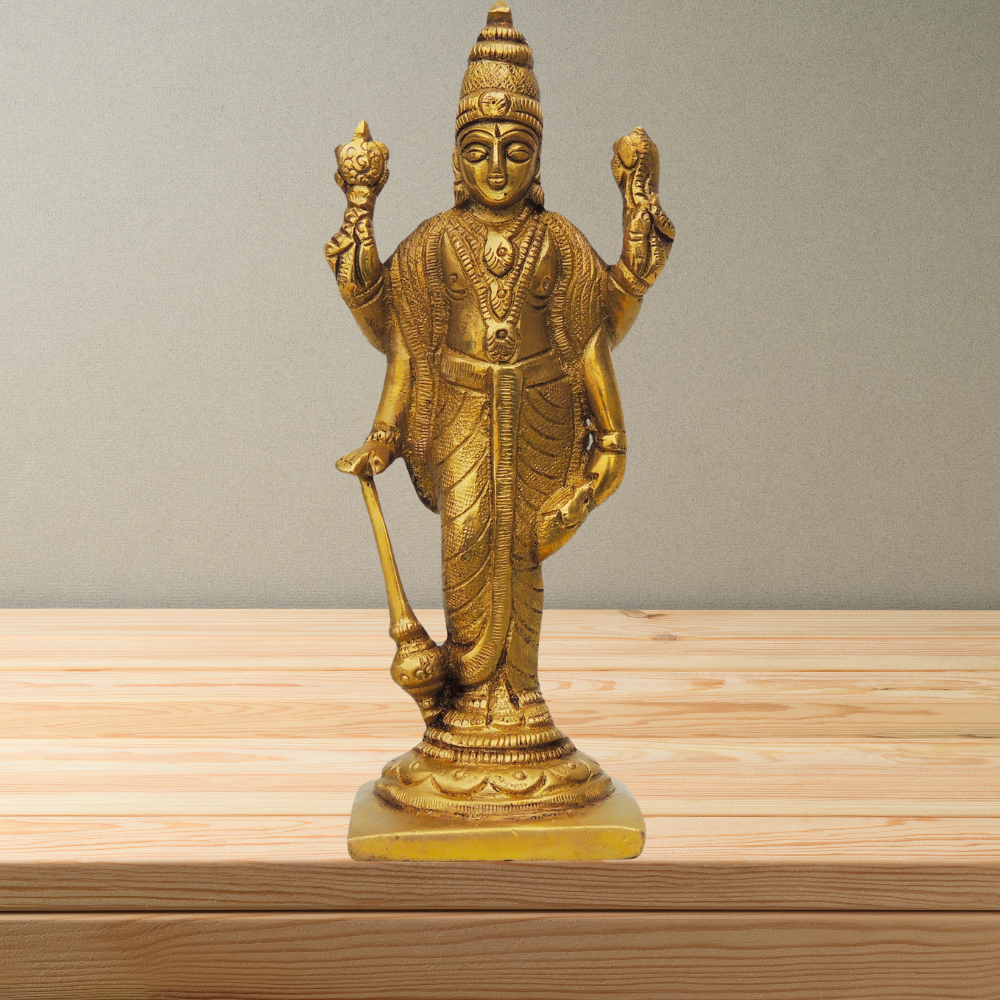 Brass Standing Vishnu Ji Statue 0.63Kg - PUSHMYCART
